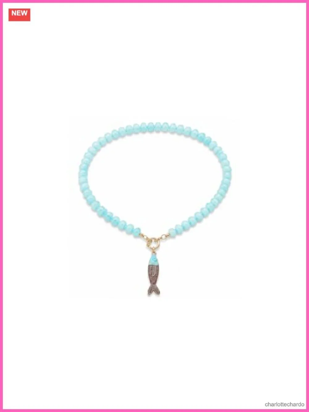 Fish Pendant Beaded Necklace Acrylic Resin Boho Summer Charm Women's Jewelry